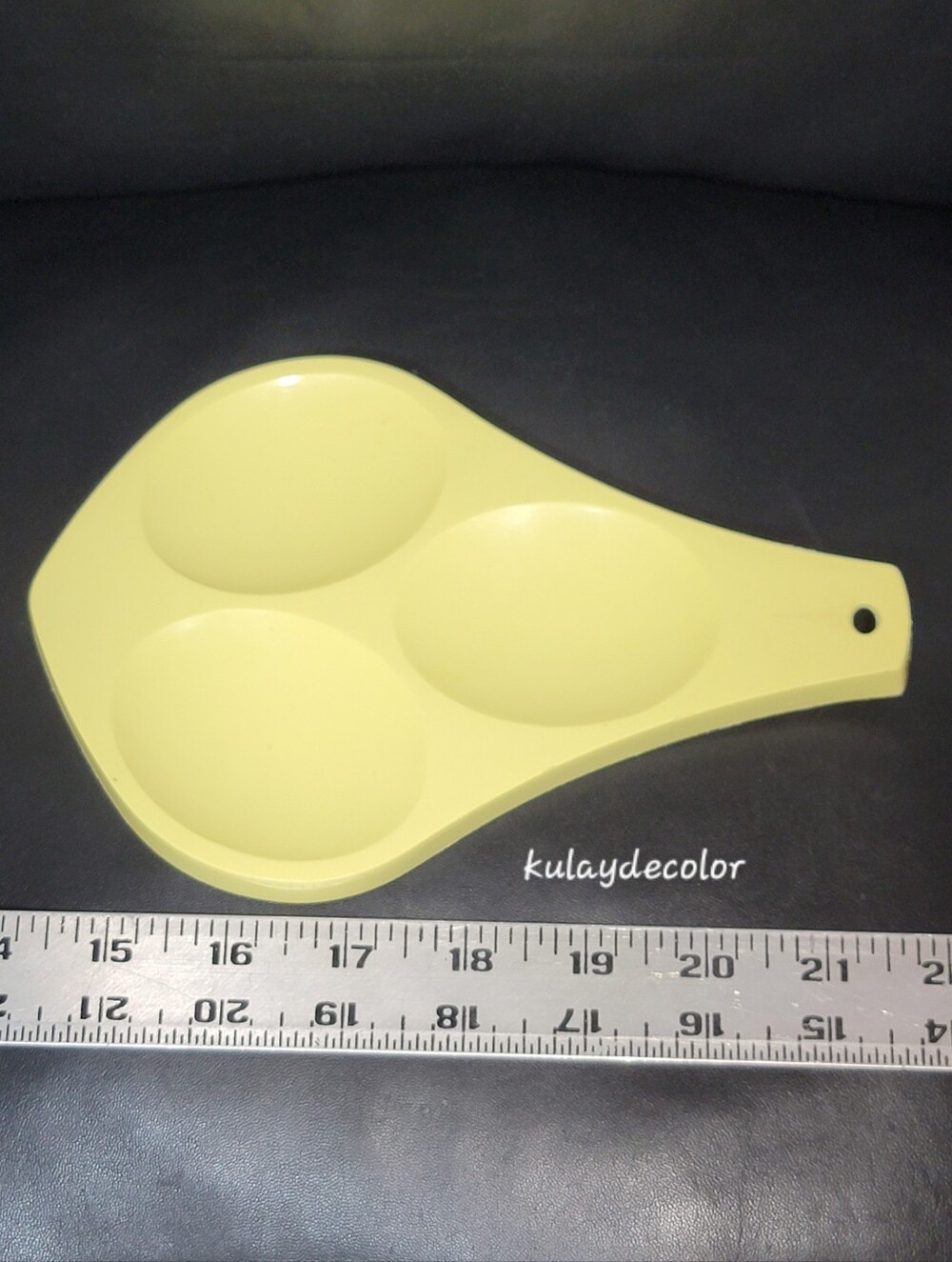 Vintage EKCO Yellow Triple Spoon Rest 3 Utensil Holder Retro Kitchen Gadget USA